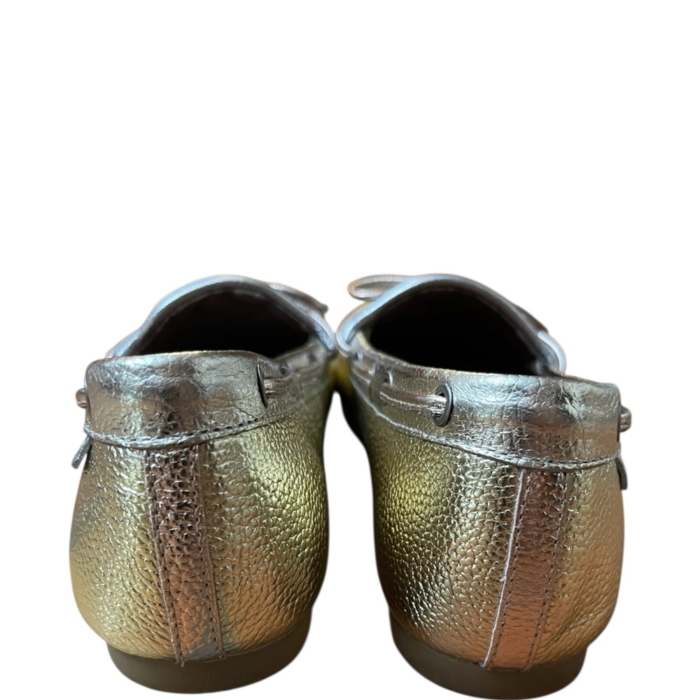 Kurt Geiger London Metallic Quilted Leather Loafers Crown Charm Bow Moccasins - Picture 4 of 16